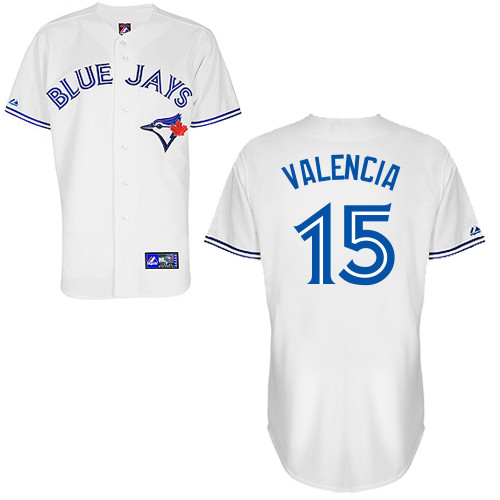 Danny Valencia #15 Youth Baseball Jersey-Toronto Blue Jays Authentic Home White Cool Base MLB Jersey